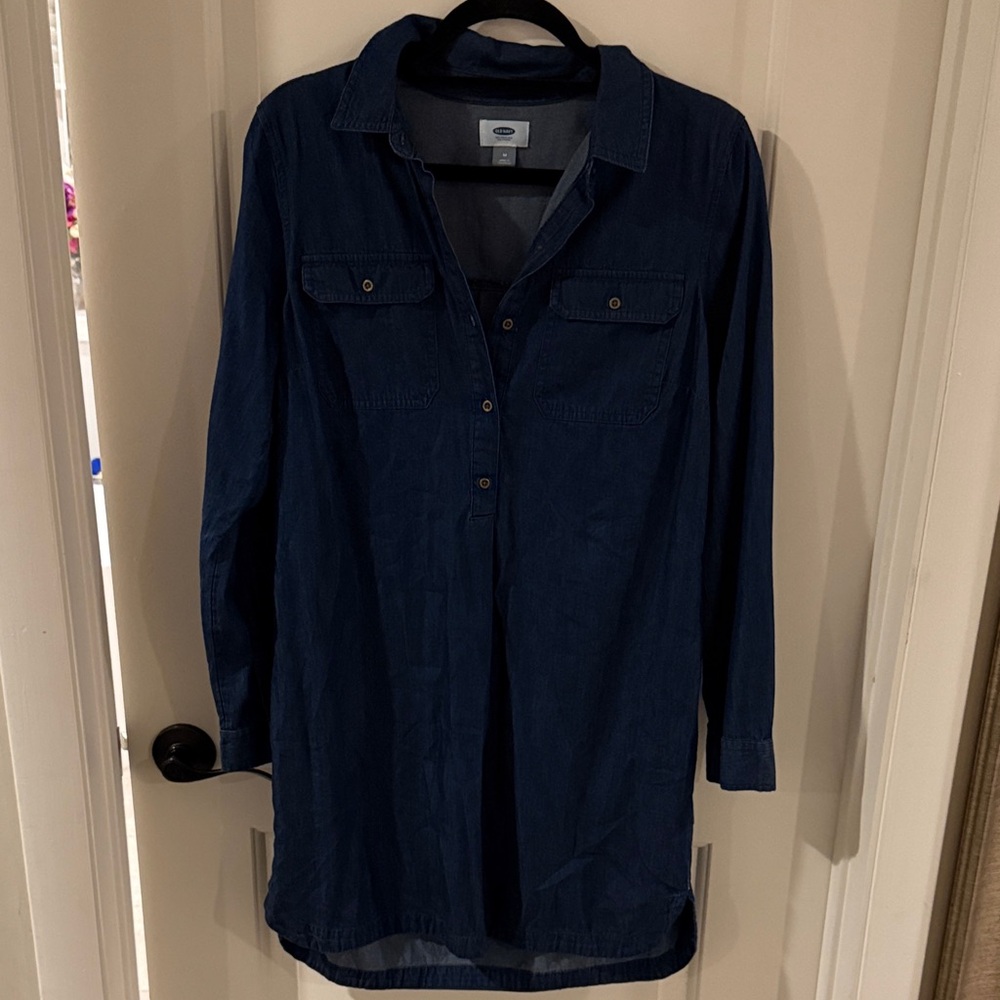 Old Navy Women's Dark Blue denim Long Sleeve Dress